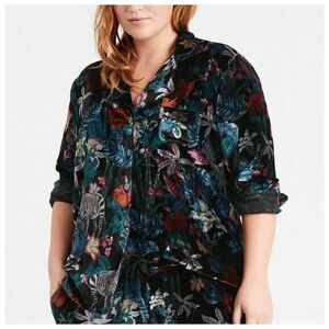 Banana Republic Velvet Pajama Shirt Top Sz L Watercolor Zebra Print Long Sleeve